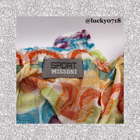 Missoni Sport EUC Multi Color Wave Off Shoulder Top Sz M - Picture 7 of 9